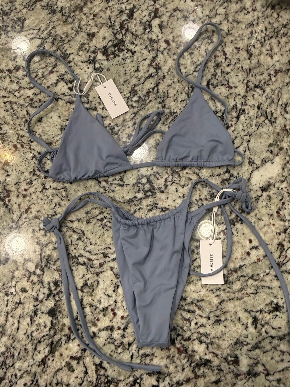 Aerie Dusty Blue Tie-Side Triangle Bikini Set